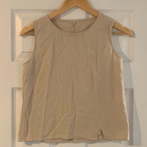Sleeveless Cotton Cream Tank Top